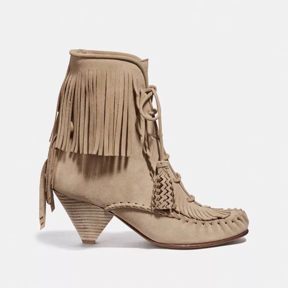 Coach Fringe Boot Suede Women’s 7 Light Tan - Picture 1 of 5